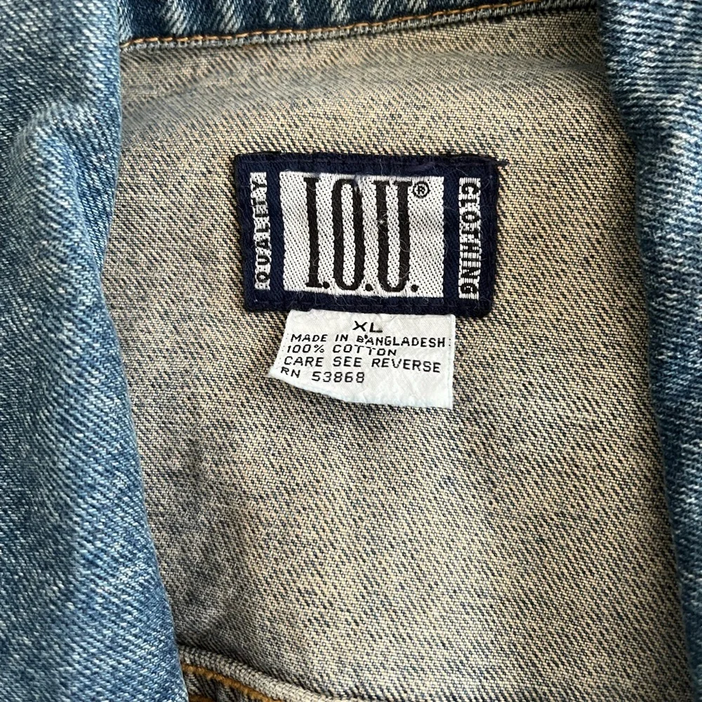 I.O.U. Vintage 80’s Faded Blue Denim Men’s Sleeveless Vest With Collar